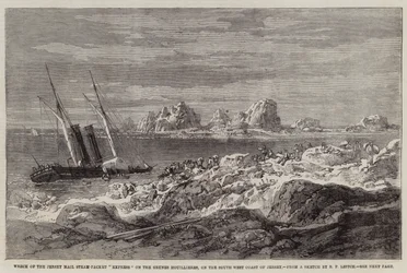 Wreck of the Jersey Mail Steam-Packet Express on the Grunes Houillieres, on the South West Coast of Jersey
